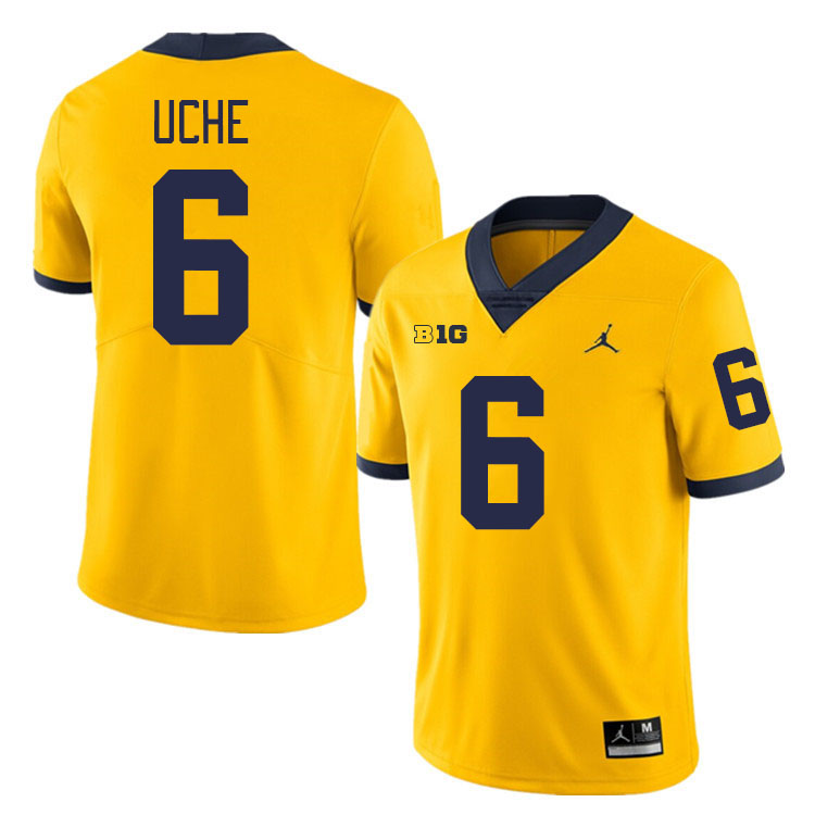 Joshua Uche Michigan Jersey,Michigan Wolverines #6 Joshua Uche Jersey Youth-Maize